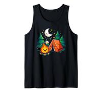 Cozy Camping Tent Campfire Pine Moon Cute Cartoon Outdoor Tank Top