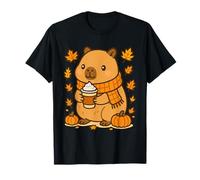 Cozy Capybara with Pumpkin Drink - Autumn Vibes Design T-Shirt