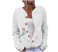 Cozy Cardigans for Women Christmas Knitted Cardigans Sweaters Oversized Jumpers Christmas Santa Claus Printed Long Sleeve Button Jacket Novelty Xmas Graphic Jackets Winter Thermal Tops Ladies S-5XL