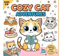 Cozy Cat Adventures Coloring Book: Fun, Easy, Adorable Cat Scenes for Kids Ages 3-8 | Filled with Cozy Cat Illustrations for Creativity, Learning, Calm, Simple & Stress-Free Coloring book for kids