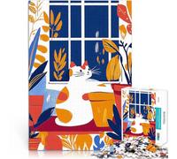 Cozy Cat by the Window in Fauvist Style1000 Piece Jigsaw Puzzles for Adults Jigsaw DIY Toys Enhance love between couples 38x26cm