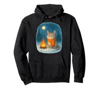 Cozy Cat Campfire Winter Holidays Pullover Hoodie