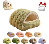 Cozy Cat Cave Bed With Removable Cushion, Easy Clean Winter Hideaway For Cats & Small Dogs, Safe & Cute Design, Green (22.4x14.6x11) - Perfect Pet Comfort! Greenish White 17.71 * 11.81 * 7.48