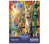 Cozy Cat Chair 1000 Piece Cat in Town Jigsaw Puzzles for Puzzles 1000 Pieces Jigsaw for Adults Challenging Educational Games Adults Gifts 52x38cm/1000pcs