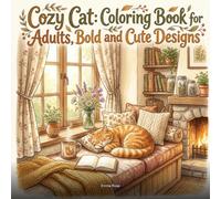 Cozy Cat: Coloring Book for Adults, Bold and Easy Cute Designs: 39 Simple Hygge Illustrations Featuring Cats in Cozy Cottage Settings for Relaxation and Stress Relief