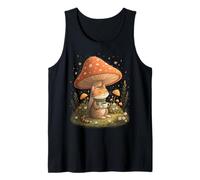 Cozy Cat Drink Coffee Mushroom Cute Cottagecore Aesthetic Tank Top
