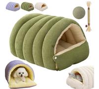 Cozy Cat Kennel for Monsters Comfy Soft Warm Cat Bed with Removable Cushion Non Slip Indoor Cat Dog Bed (Green, L)