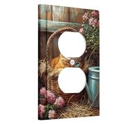 Cozy Cat Light Switch Cover Plates/Outlet Covers, Orange Ginger Tabby for Home Decor, Thermoplastic Wall Plates, Standard Size Single Duplex Outlet