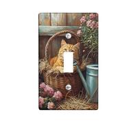 Cozy Cat Light Switch Cover Plates/Outlet Covers, Orange Ginger Tabby for Home Decor, Thermoplastic Wall Plates, Standard Size Single Toggle