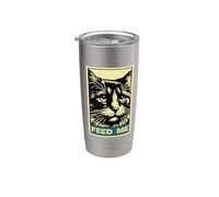 Cozy Cat Mood Feed Me Vintage Retro Kitty Lover Stainless Steel Insulated Tumbler
