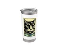 Cozy Cat Mood Feed Me Vintage Retro Kitty Lover Stainless Steel Insulated Tumbler