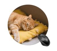 Cozy Cat Mouse Pad - Ultra Thin, 7.8 Inch Round Mousepad with Non-Slip Rubber Base, Waterproof Mouse Mat for Office, Gaming