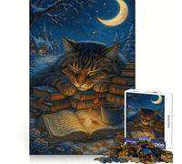 Cozy Cat Nap on Books for Adults 1000 Piece Jigsaw Puzzle Logic Skill, DownTime Game, Family Bond, Wall Art (50x75cm)