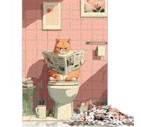 Cozy Cat Reading Newspaper -1 Jigsaw Puzzles 1000 Piece for Teenagers Wooden Creative Puzzle Toy Family Game Difficulty Challenge Puzzles 1000pcs (75x50cm)