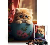 Cozy Cat Sips Adults Puzzles 1000 Piece Jigsaws Brain Calisthen, DIY Fun, Pattern Assemble, Art Display (38x26cm)