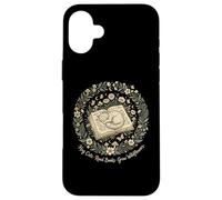 Cozy Cat Sleeping on Book Wildflower Wreath Botanical Art Case for iPhone 16 Plus