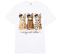 Cozy Cat Vibes Leopard Print Polka Dot Plaid Pattern Cats Comfort Colors Adult Heavyweight T-Shirt