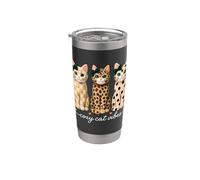 Cozy Cat Vibes Leopard Print Polka Dot Plaid Pattern Cats Stainless Steel Insulated Tumbler