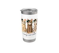 Cozy Cat Vibes Leopard Print Polka Dot Plaid Pattern Cats Stainless Steel Insulated Tumbler