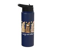 Cozy Cat Vibes Leopard Print Polka Dot Plaid Pattern Cats Stainless Steel Insulated Water Bottle