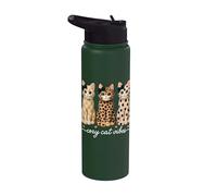 Cozy Cat Vibes Leopard Print Polka Dot Plaid Pattern Cats Stainless Steel Insulated Water Bottle