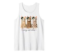 Cozy Cat Vibes Leopard Print Polka Dot Plaid Pattern Cats Tank Top
