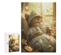 Cozy Cats in Sunlit Window Puzzle 1000 Teile Schwer Puzzle Spielzeug Lernspiel Impossible Herausforderungsspielzeug Für Erwachsene Kinder 300 PCS