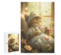 Cozy Cats in Sunlit Window Puzzle 1000 Teile Schwer Puzzle Spielzeug Lernspiel Impossible Herausforderungsspielzeug Für Erwachsene Kinder 1000 PCS