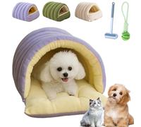 Cozy Cave Pet Retreat, 2-In-1 Foldable Plush Pet Cave Bed, Cat Igloo Bed With Removable Cushion, Nonslip Base, Washable Cover, for Cats And Small Dog (purple,L)
