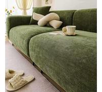 Cozy Chenille Sofa Cover for 3-4 Seater - Full Cove, Anti-Slip, Stretchable, Winter War, Refresh Old Sofas, Green, Fur Protector, Elastic Sofa Slipcover
