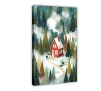 Cozy Christmas Cabin Canvas Poster Bedroom Decor Landscape Office Room Decor Gift 12x18inch(30x45cm)