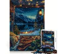 Cozy Christmas Camp by The Lake 1000 Piece Puzzle For Teenagers DIY Fun, Pastime Game, Pattern Build, Classic Xmas Gift (50x75cm)