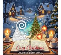 Cozy Christmas Coloring Book Spiral: Fun Holiday Coloring Pages for Kids, Adults, Nostalgic Easy Holiday Themed Designs for Baby Boomers