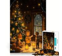 Cozy Christmas Eve Scene 1000 Pieces Jigsaw Puzzles for Adults Think Smart, Snug Edge, Home Activity, Xmas Surprise (38x26cm)