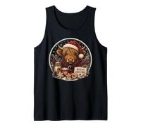 Cozy Christmas Highland Cow Santa Hat Hot Cocoa Cookies Tank Top