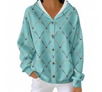 Cozy Christmas Hoodies for Women Tops Christmas Sweaters For Women Funny Button Down Hoodies Fashion Sweatshirts for Outdoor Xmas Gifts (Sky Blue, L)
