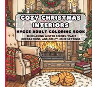 Cozy Christmas Interiors: Hygge Adult Coloring Book: 50 Relaxing Winter Scenes, Warm Decorations, and Comfy Home Settings for Stress Relief