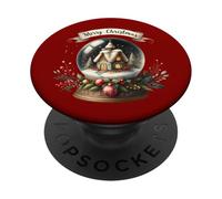 Cozy Christmas Snow Globe Cottage Scene PopSockets Adhesive PopGrip