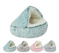 Cozy Cocoon Dog Bed, 15.7”/19.7”/25.6”/31.5”/39.5” Dog Bed with Cover Cave, Pet Caves for Dogs, Pet Cave Bed, Winter Pet Plush Bed (Green, 20IN)