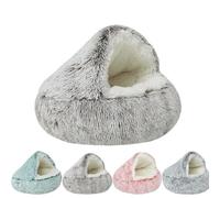 Cozy Cocoon Dog Bed, 15.7”/19.7”/25.6”/31.5”/39.5” Dog Bed with Cover Cave, Pet Caves for Dogs, Pet Cave Bed, Winter Pet Plush Bed (Brown, 20IN)