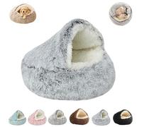 Cozy Cocoon Dog Bed, Comfy Cocoon Cuddle Pet Bed, Nest Dog Beds, Fluffy Covered Hooded Calming Plush Bed, Machine Washable, Non-Slip Waterproof Base for Small Medium Large Pets (Gray, XXL-80cm)