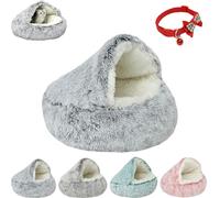 Cozy Cocoon Dog Bed, Cozy Cocoon Pet Bed for Dogs, Cozys Cat Cave Dog Beds with Cover Cave, Funny Fuzzy Cocoons Large Pet Beds for Dogs/Cats, Removable and Washable Round Nest (Gray, S)