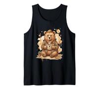 Cozy Coffee Bear Watercolor Animal Illustration Tank Top