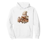 Cozy Coffee Gnome Reading Book Pastries Pullover Hoodie