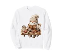 Cozy Coffee Gnome Reading Book Pastries Sweatshirt