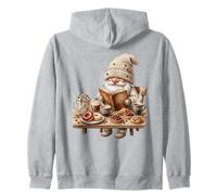 Cozy Coffee Gnome Reading Book Pastries Zip Hoodie
