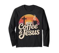 Cozy Coffee & Jesus Christian Faith Mug Cross Long Sleeve T-Shirt