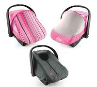 Cozy Combo Pack (Pink Stripe) - ‘Sun & Bug Cover’ Plus ‘Cozy Cover’ Infant Carrier Covers - Trusted By Over 5 Million Moms Worldwide - Protects Your Baby From Mosquitos, Insects, the Sun, Wind & Rain