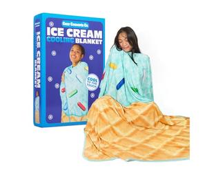 Cozy Concepts Co. Ice Cream Cooling Blanket, Super Soft Plush Throw for Teens and Kids, A Cozy Dorm Room Essential, Fun Back to School Stuff & Perfect Comfort Gift for Students