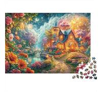 Cozy Cottage by A Magical Stream 1000Pc Jigsaw Puzzle Enchanted Cottage Premium Quality, Great for Adults & Kids 38x26cm/1000pcs